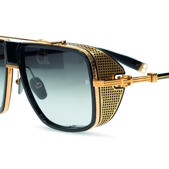 Balmain X Akoni Black & Gold Edition Square O.R. Sunglasses Frames 59.16 140 NEW - Picture 6 of 13
